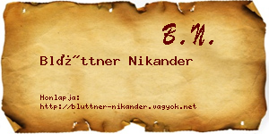 Blüttner Nikander névjegykártya